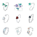 Fine S925 Jewelry  Animal Design Blue Opal Stone Ring 925 Sterling Silver Girls Ring Opal Heart Shape Ring Jewelry for Women