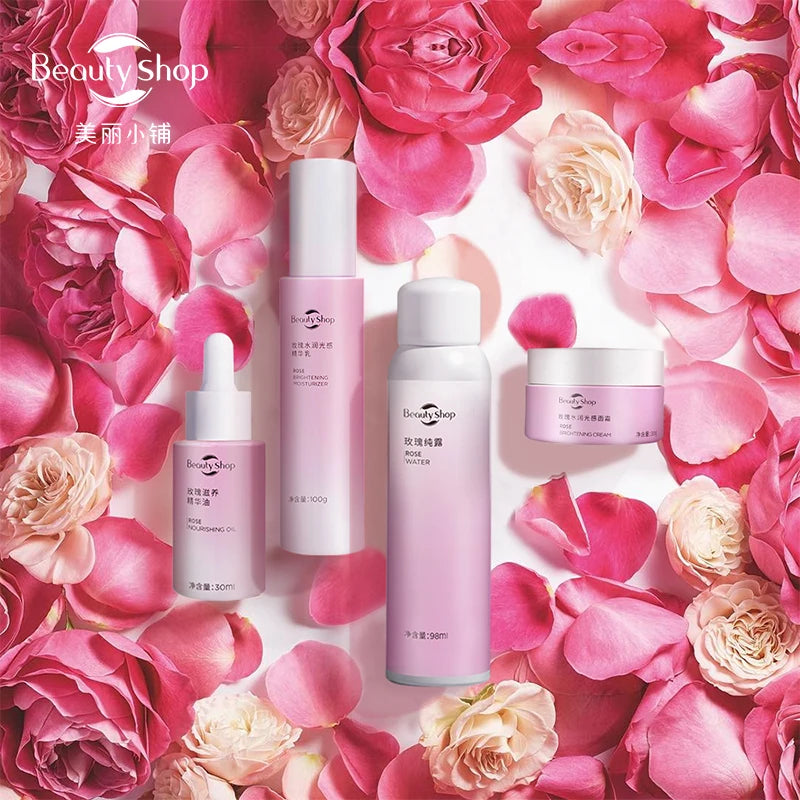 Gentle Purifying Hydrating Skin Care Set Five Rose Water Radiant Liquid Face Non-Irritating Skin-Friendly Whitening Anti-Aging