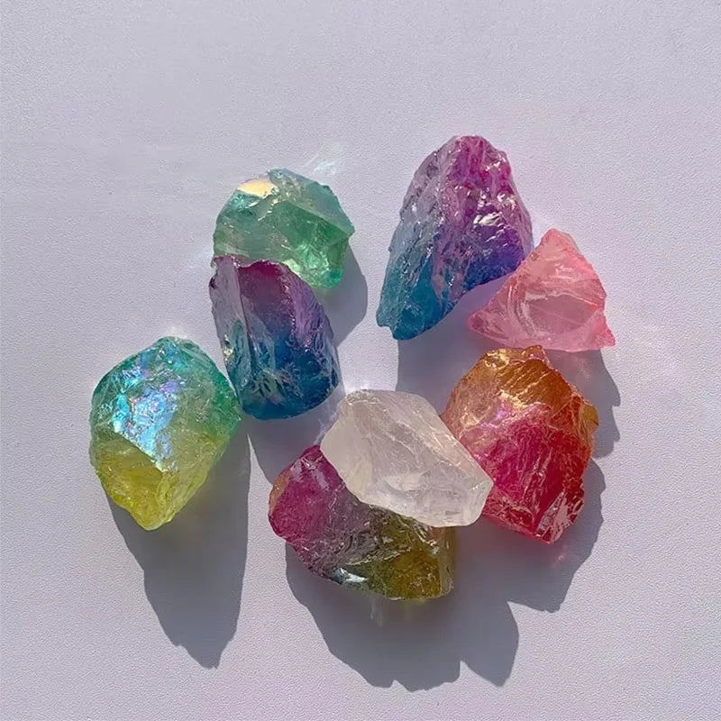 Bulk Wholesale Electroplate Angel Aura Rough Stones Natural Healing Aura Quartz Raw Stones