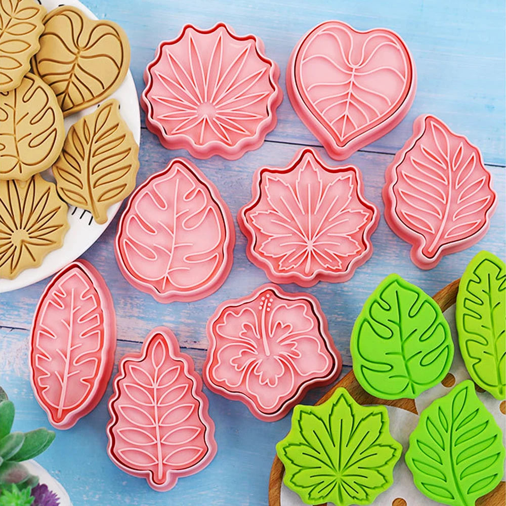 Plastic Plant Leaf Eco-Friendly 8-Piece Kid-Friendly Dishwasher-Safe Cookie Cutters for Birthday Party Cookie Cake Cutter Tools