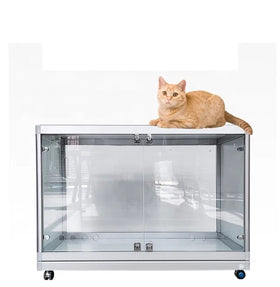 USMILEPET Wholesale Stainless Steel Tempered Glass Cat Breeding Cages Silver Breathable Push-Up Closure Solid Pet Hospital