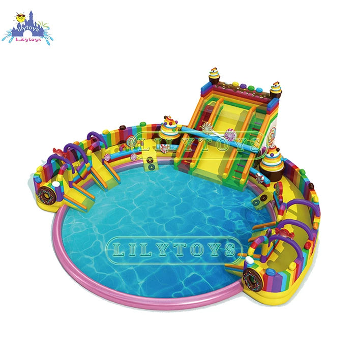 Lilytoys Inflatable Candy Ground Water Park Big Inflatable Swimming Pool for Kids Adult