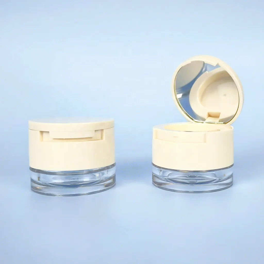 Advanced 4ml White ABS Setting Powder Box Small Portable Cosmetic Container for Lotion Shampoo & Eye Cream Food Grade Skin Care
