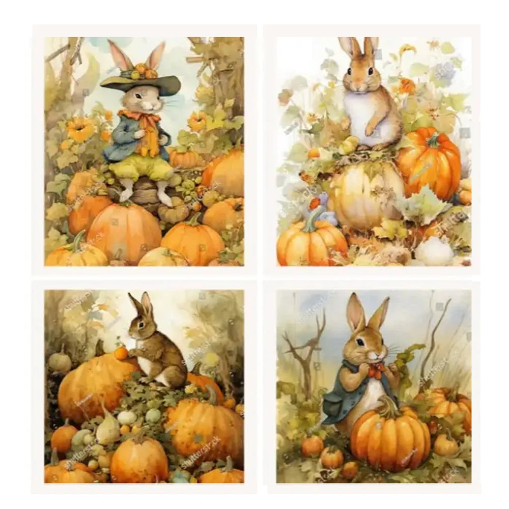 Rabbit Series Natural Cleaning Cloth Biodegradable Custom Fall Printed Swedish Dish Cloth Cellulose Sponge Cotton Dish Cloths