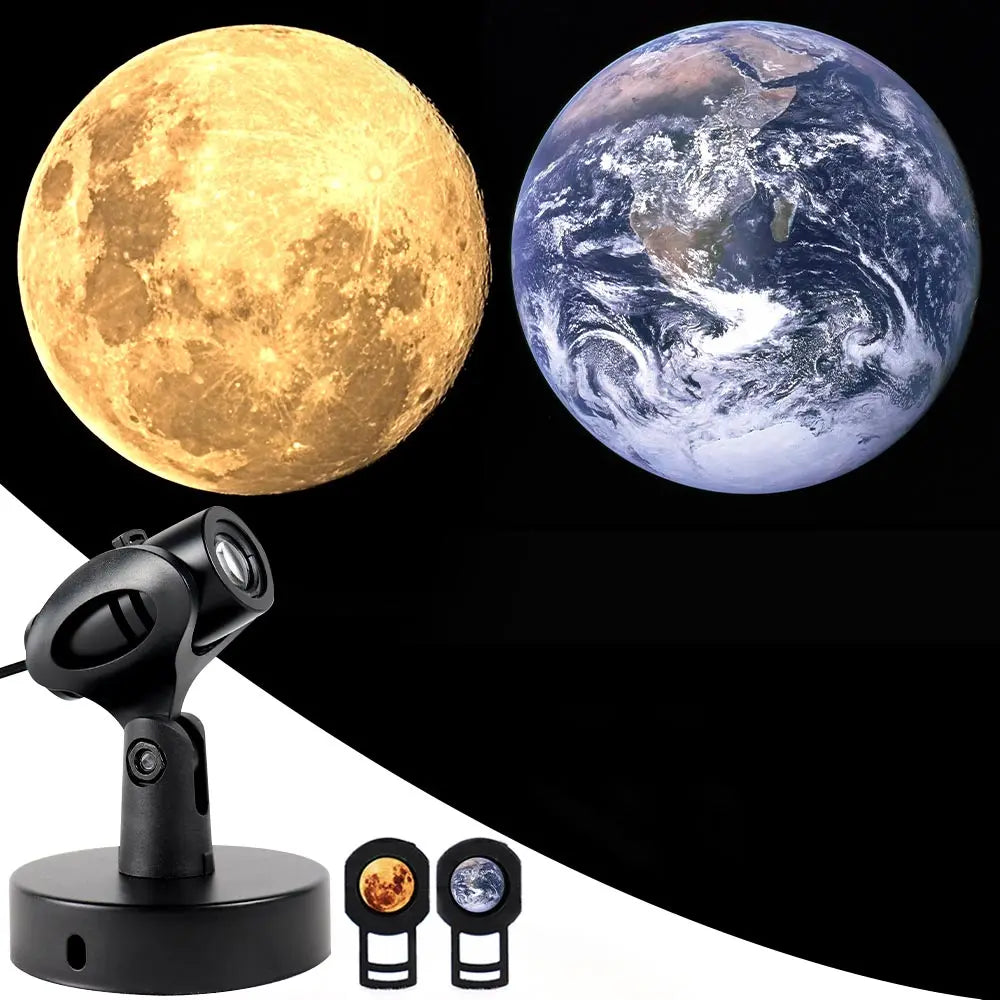 Mini Plug-In USB ABS Moon Earth Pattern Baby Night Lamp LED Warm White Modern Bedroom Night Light Projector