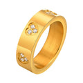 Fashion 18k Gold Plated Jewelry Non-tarnish Heart Engraved Zircon Finger Rings for Women