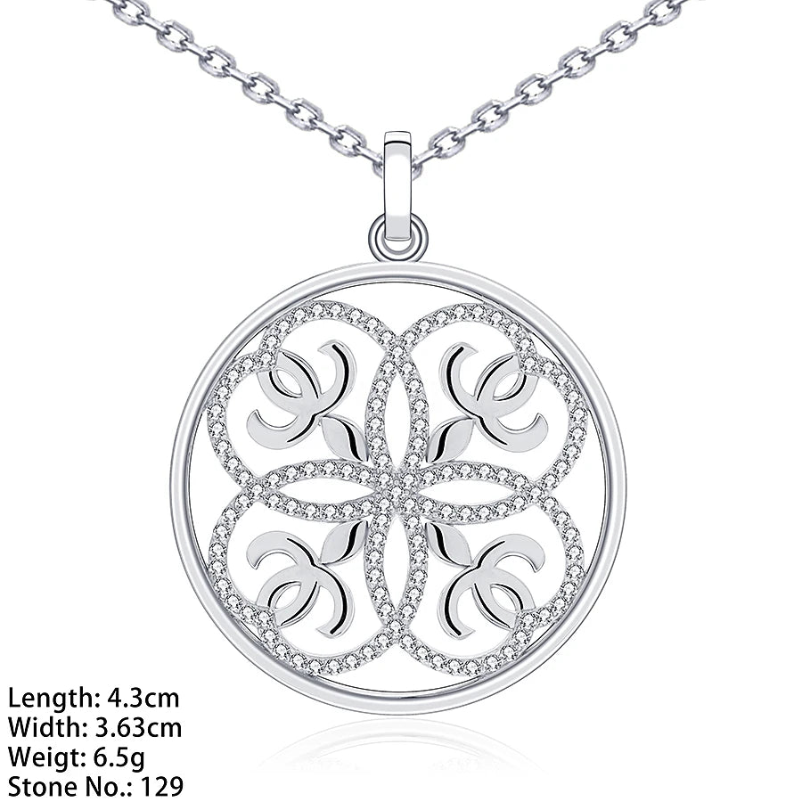 PZA2-083R Big Circle Real Pure 925 Sterling Silver Blank Pendant Setting Round with Cubic Zirconia