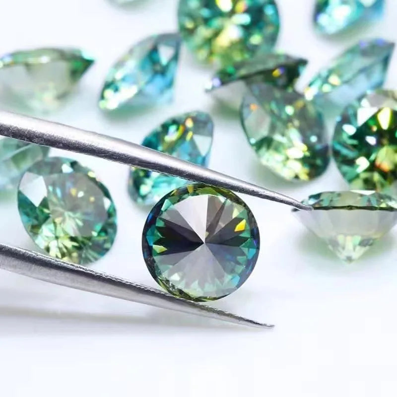 Custom Round Brilliant Cut Color Play Fire Synthetic Lab Created Third Party Appraisal Loose Moissanite Stone