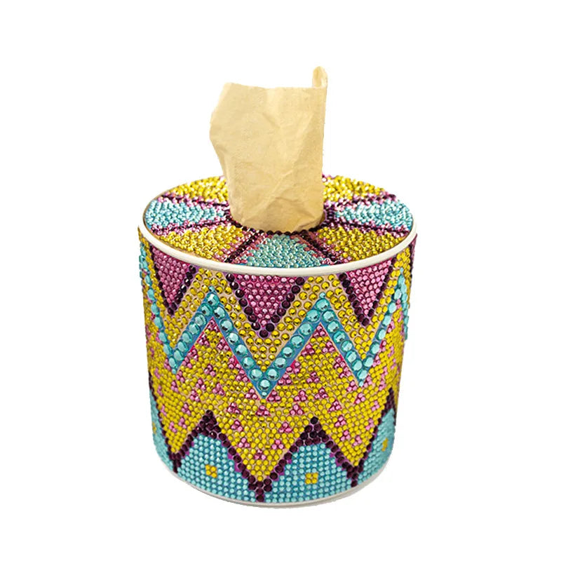 Wholesale New 5D Diy Diamond Painting Tissu Box Wooden Tissue Box Cover Paper Tube Tissue Paper Towel Bucket