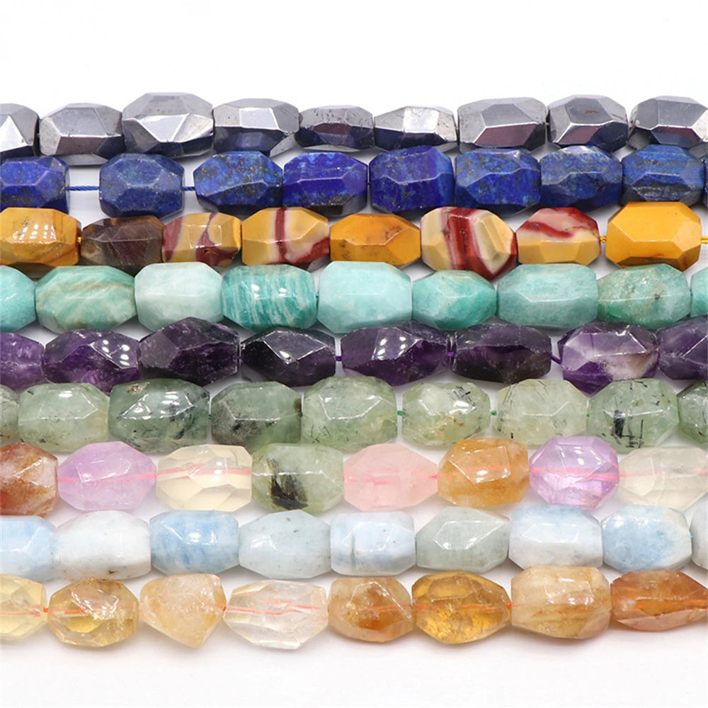 Faceted Cut Natural Crystal Stones Beads Wholesale Jewelry Loose Strands Raw Gems Lapis Amethyst Citrine Terahertz Prehnite Bead