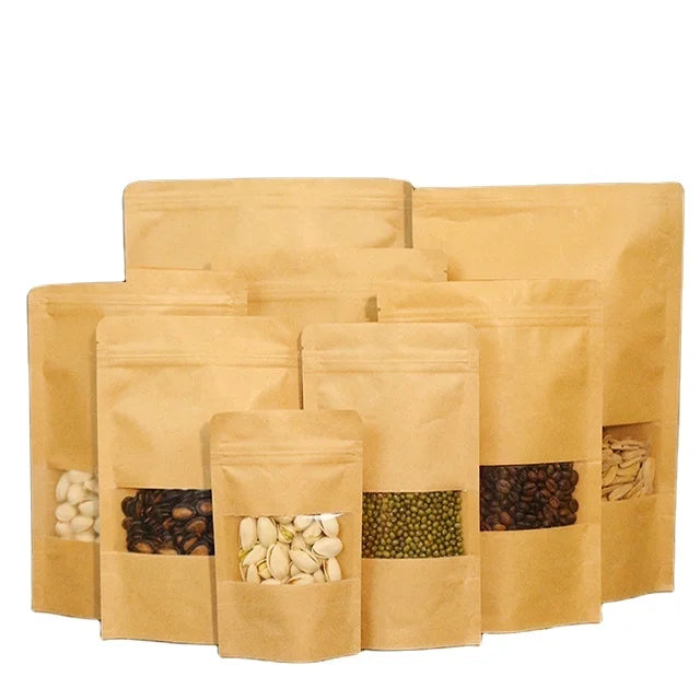 Custom Baina Jia Recyclable Compostable Gravure Printed Ziplock Dry Nuts Coffee Seeds Stand Kraft Paper PLA Doypack Packing Bags