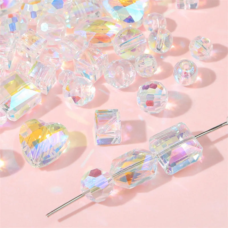Transparent AB Color Crystal Glass Beads Butterfly Pointed Flat Square Shape 10mm High Quality Machine Cut Polished for Jewelry