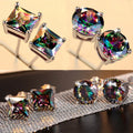 Huitan Wholesale Fever Different Shapes Stud Earrings Colorful Zircon Bling Bling Girls Lady Dainty Earrings Women