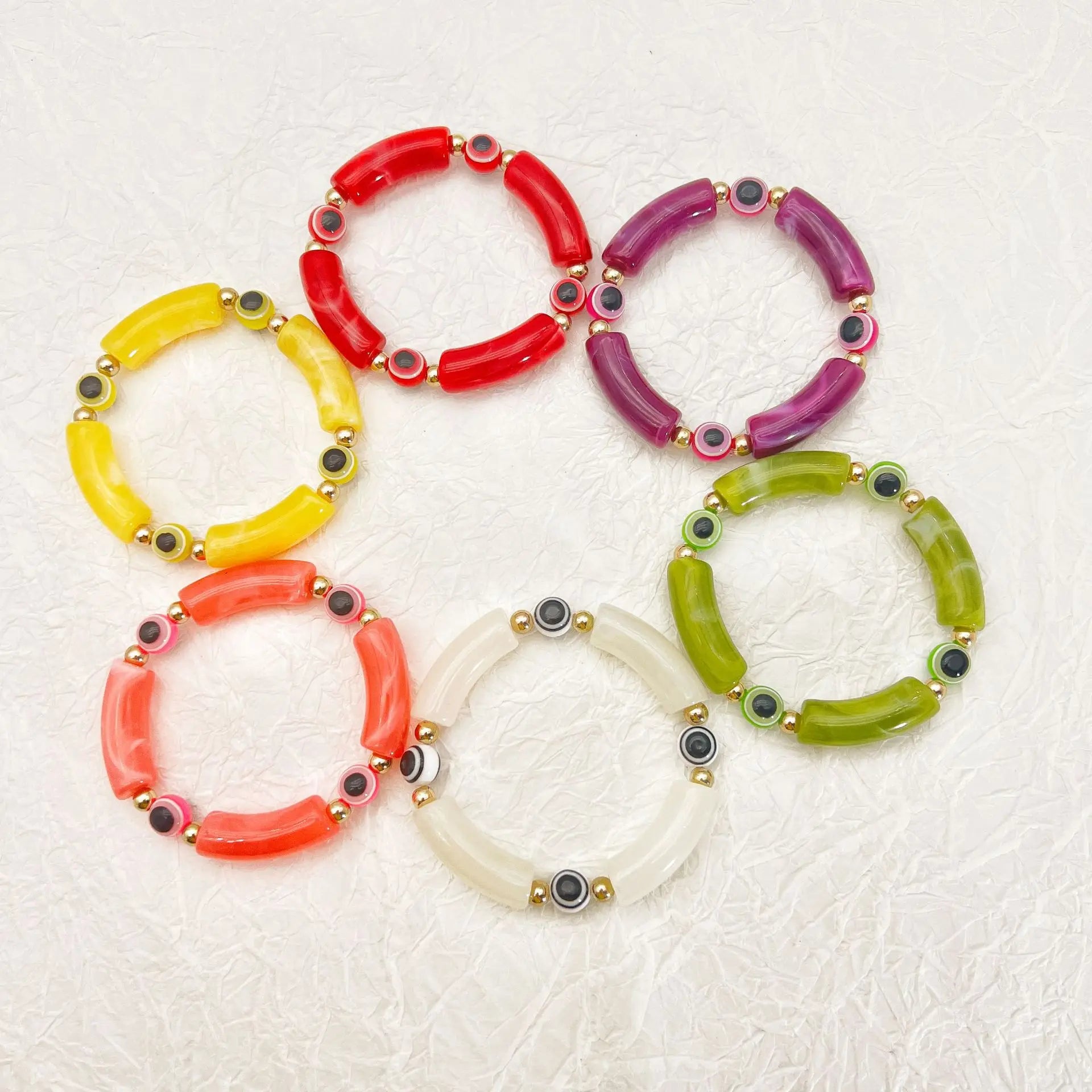 2025 Crystal Wholesale Charm Turkey Evil Eyes Beaded Bracelet Mixed Color Resin Tube Best Friends Bracelet