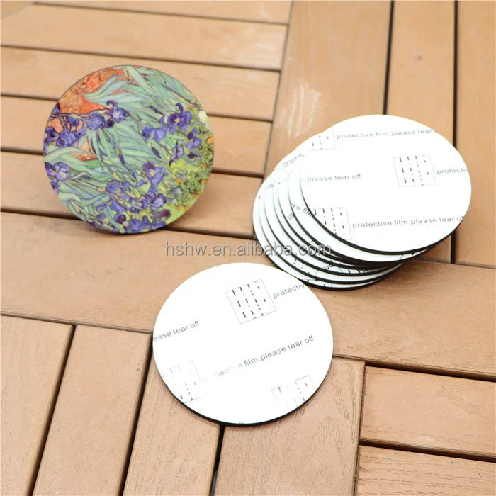 MDFSUB &EN71& CARB Certified Sublimation Blank Wooden Coaster with Protective Film Modern Round Design 95x95x3mm