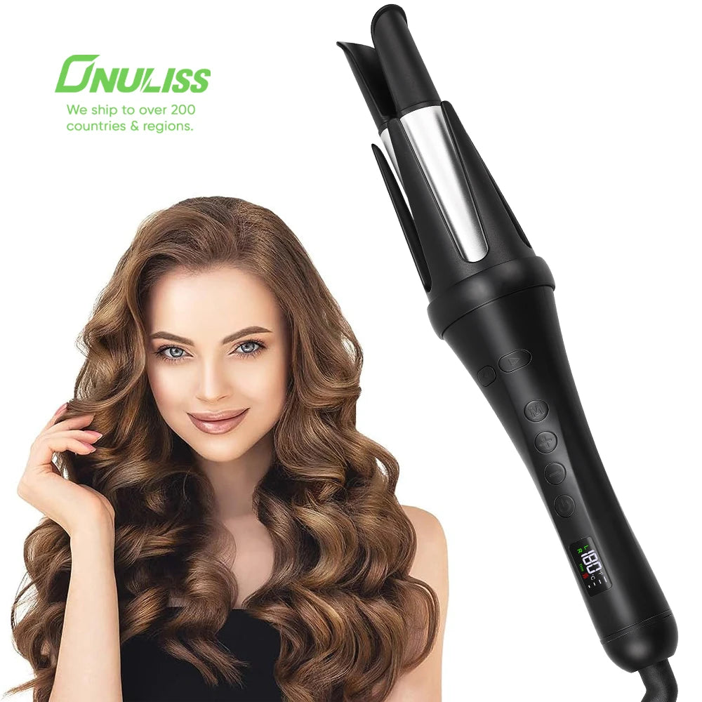 Private Label Electric Portable Magic Wave Hair Curler Iron Auto Rotating LED Temperature Display PTC Automatic Curling Features