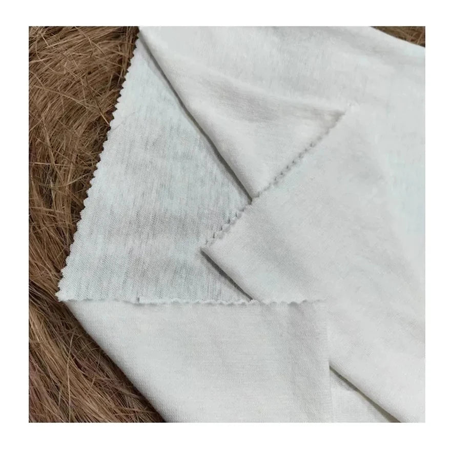 22013-Wholesale 55%Hemp 45%Organic Cotton Knitted Elastane Stretch Single Jersey T Shirt Fabric for Clothing