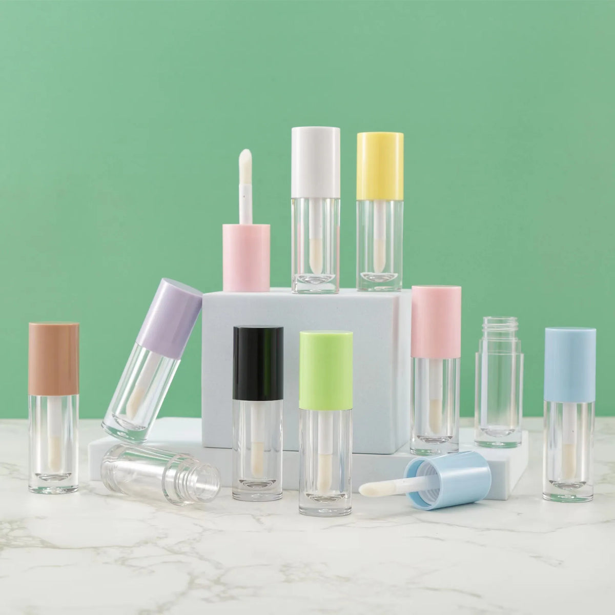 6ml Round Plastic Colorful Lip Gloss Tube Container Cosmetic Empty Lipstick Tube with Wand