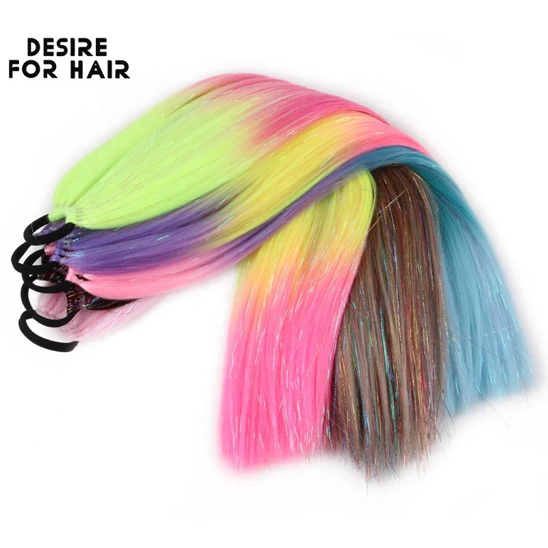 NEW Bling Bling Glitter Mix Tinsel High Temperature Jumbo Braids Braiding Hair With Hair Band Synthetic Ponytail Hair Extensions MegaBDM