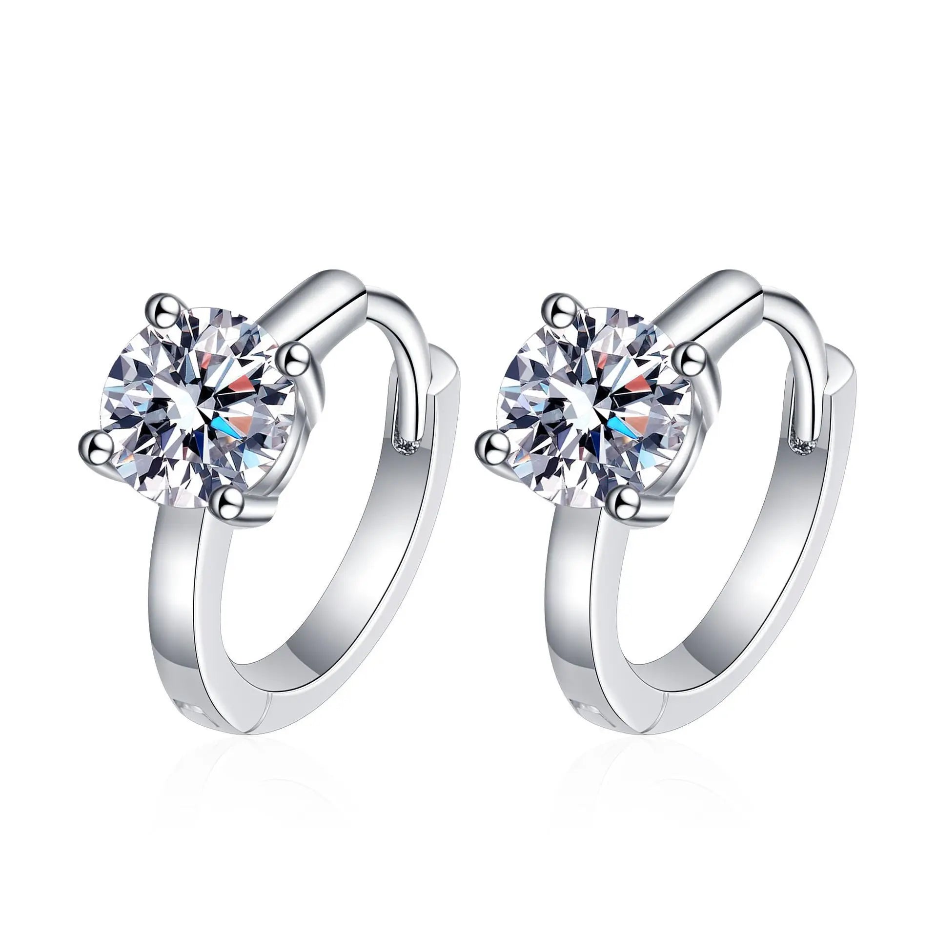925 Sterling Silver Fine Jewelry 0.5ct D-Grade Moissanite Diamond Huggie Hoop Earrings Trendy Style for Weddings