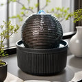 Minimalist Ribbed Sphere Resin Water Fountain Statue Modern Artistic Hand-painted Design Home & Garden Decor Holiday Gift