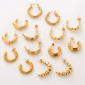 2023 Vintage Charming Stainless Steel Twist C Shape Open Earrings for Women Irrengular Gold Plating Jewelry Set
