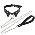 Punk Goth Faux Lapel Shirt Collar PU Leather Round Pendants Choker Necklace Traction Rope
