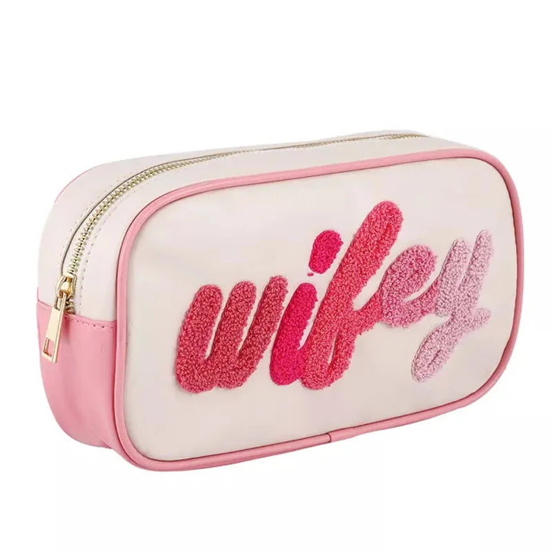 Popular Women Cosmetic Bag PU Leather Waterproof Makeup Pouch Embroidery Make up Bags