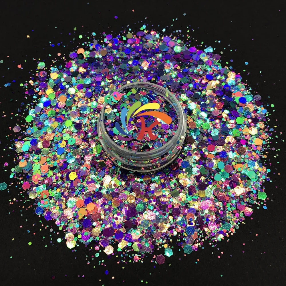 Color Shift Chunky Mix Glitter Exclusive Polyester Chameleon Glitter for Christmas Decorations Epoxy Resin Tumbler