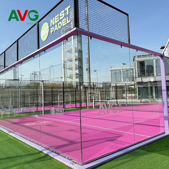 Panoramic Padel Tennis Court Outdoor 10m*20m with LED Lights and Metal Grid Cancha De Padel