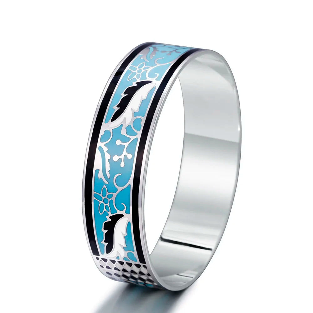 OEM 18mm Width Enamel Copper Jewelry Bracelets Color Design Trendy Pattern Bangles Jewelry Accessories Cuff Bangle for Women