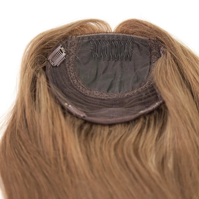 100% European Virgin Silk Base Human Hair Topper Jewish Wig Topper High Quality Women Hair Topper Kippah Fall for Thin Hair
