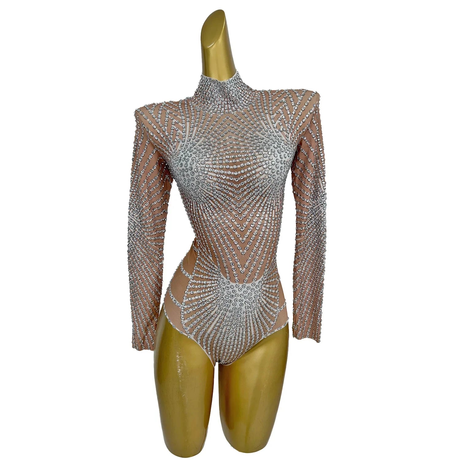 Shiny Rhinestone One Piece Jumpsuit Showgirl Stage Performance Dancer Outfits Lady Rompers Women Birthday Party Club Bodysuits