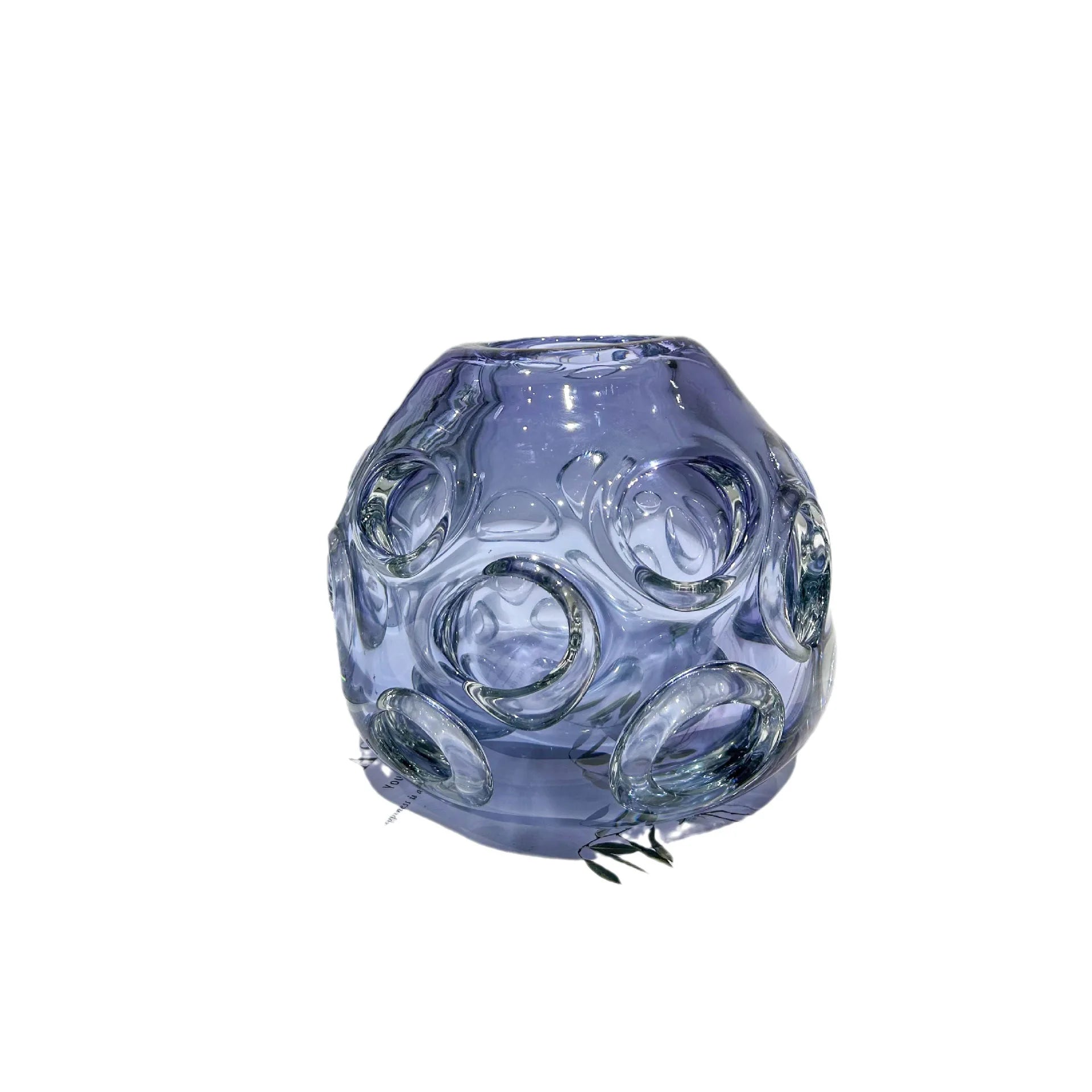 Modern Blue Hollow Glass Vase for Home Decoration Fashionable Heavy Industry Design for Wedding Occasions