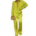 New Trendy Spring 2025 Women Casual Stain 2 Piece Outfits Lounge Sets Long Sleeve Solid Color Top and Pants Two Piece Set
