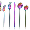 Custom Stainless Steel Metal Colorful Silverware Sets Wedding Outdoor 20 Pieces Matt Rainbow Flatware Cutlery Set