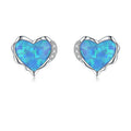 Light Luxury Original Design love Earrings S925 Sterling Silver Heart-shaped Opal Stud Earrings for Women Jewelry Gifts