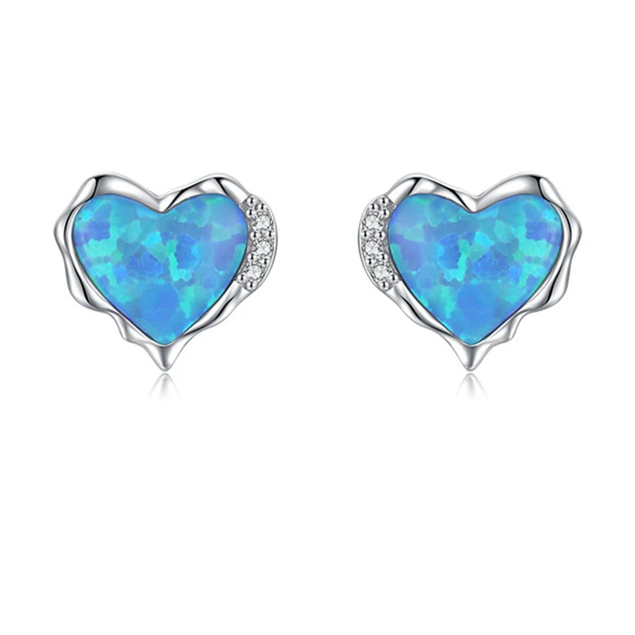 Light Luxury Original Design love Earrings S925 Sterling Silver Heart-shaped Opal Stud Earrings for Women Jewelry Gifts