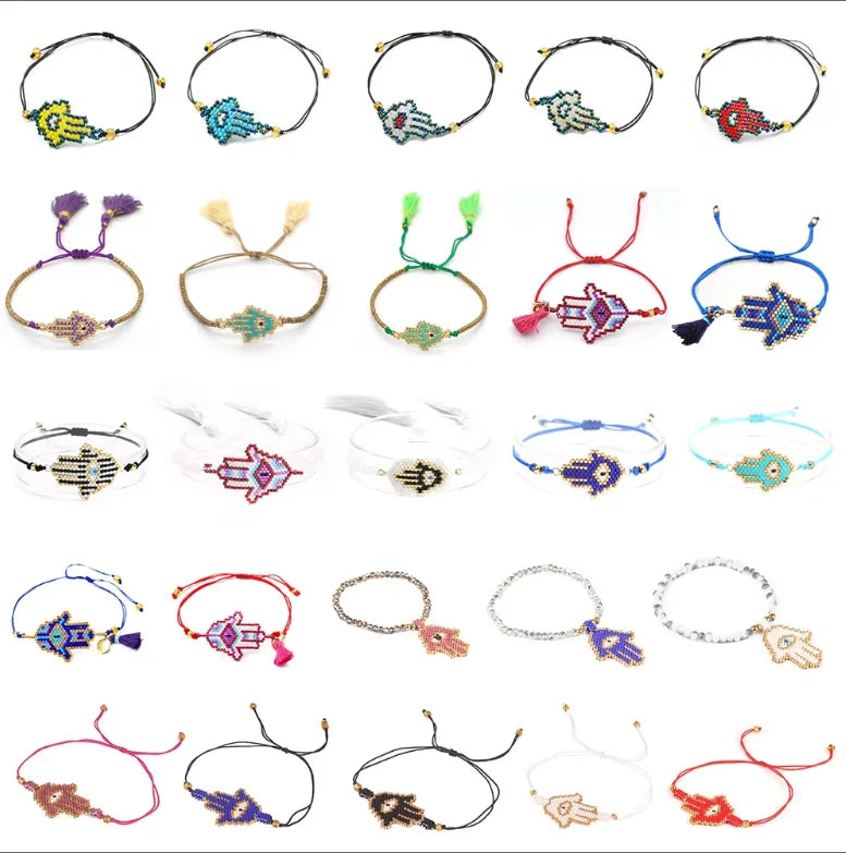 Go2boho Miyuki Bracelets for Women Jewelry Miyuki Evil Eye Pulsera Japanese Miyuki Bead Adjustable Tassel Hamsa Hand Bracelet MegaBDM