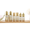 3ml 6ml 12ml Thin Octagon Fancy Golden Arabian Oud Attar Fragrance Perfume Oil Glass Bottle with Roller Ball and Stick