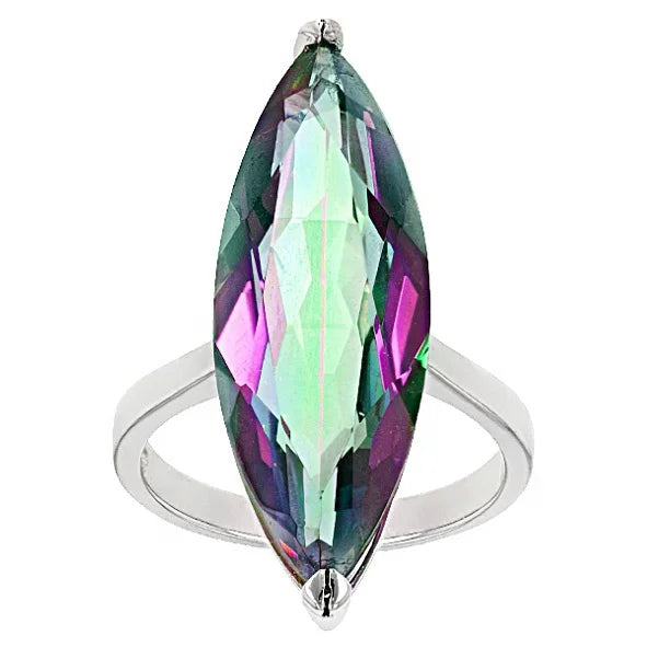 Abiding Super Deal Natural Rainbow Mystic Quartz Gemstone Finger 925 Sterling Silver Jewelry Ring for Women Gift