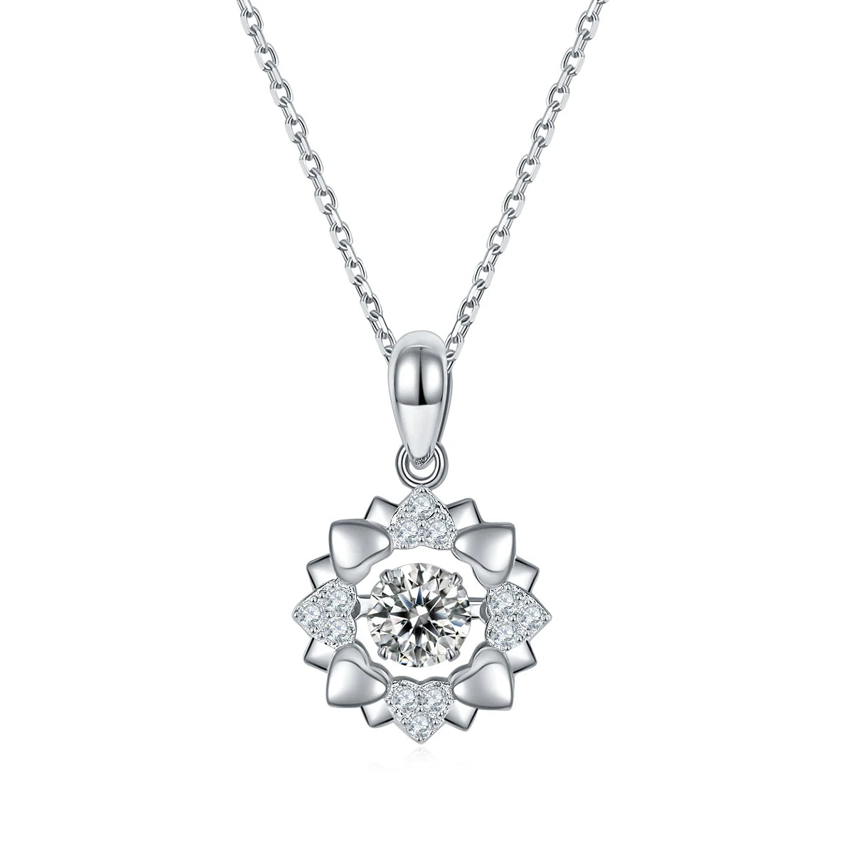 Custom Wholesale D Color VVS Jewelry 925 Silver Rhodium Plated Pendants Flower Shape Ladies Necklace Moissanite