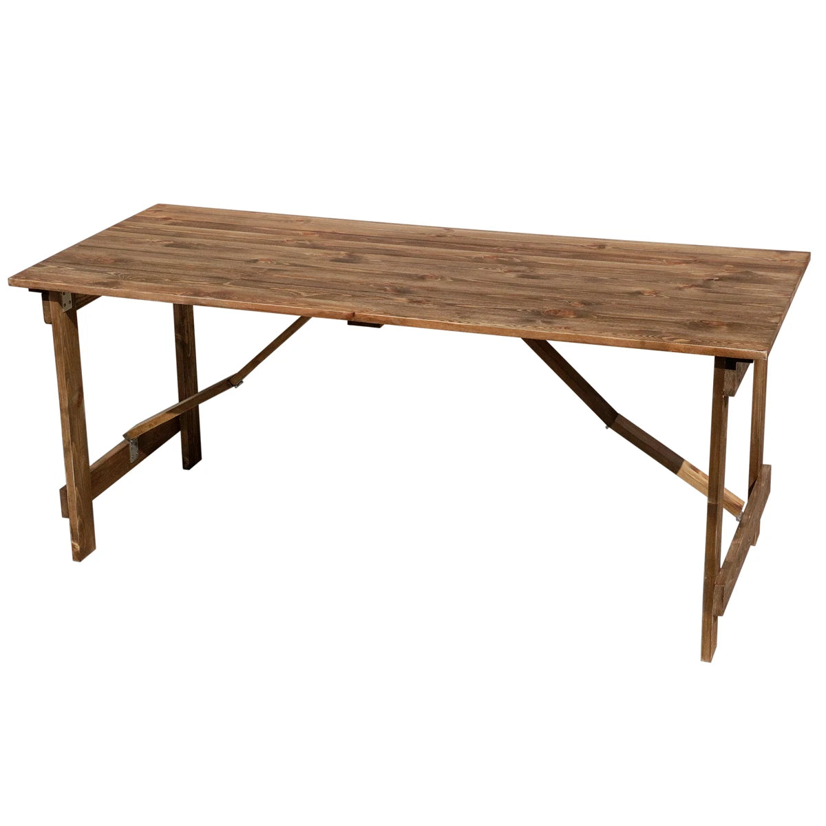 Hard Solid Wood Country Style Antique Folding Farmhouse Table Banquet Wedding Event Party