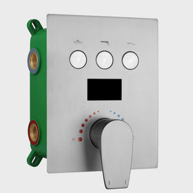 Brass Single Handle Shower Valve with Ceramic Disc Modern Design Temperature Display Metered Flow for Hotel & Villa Use