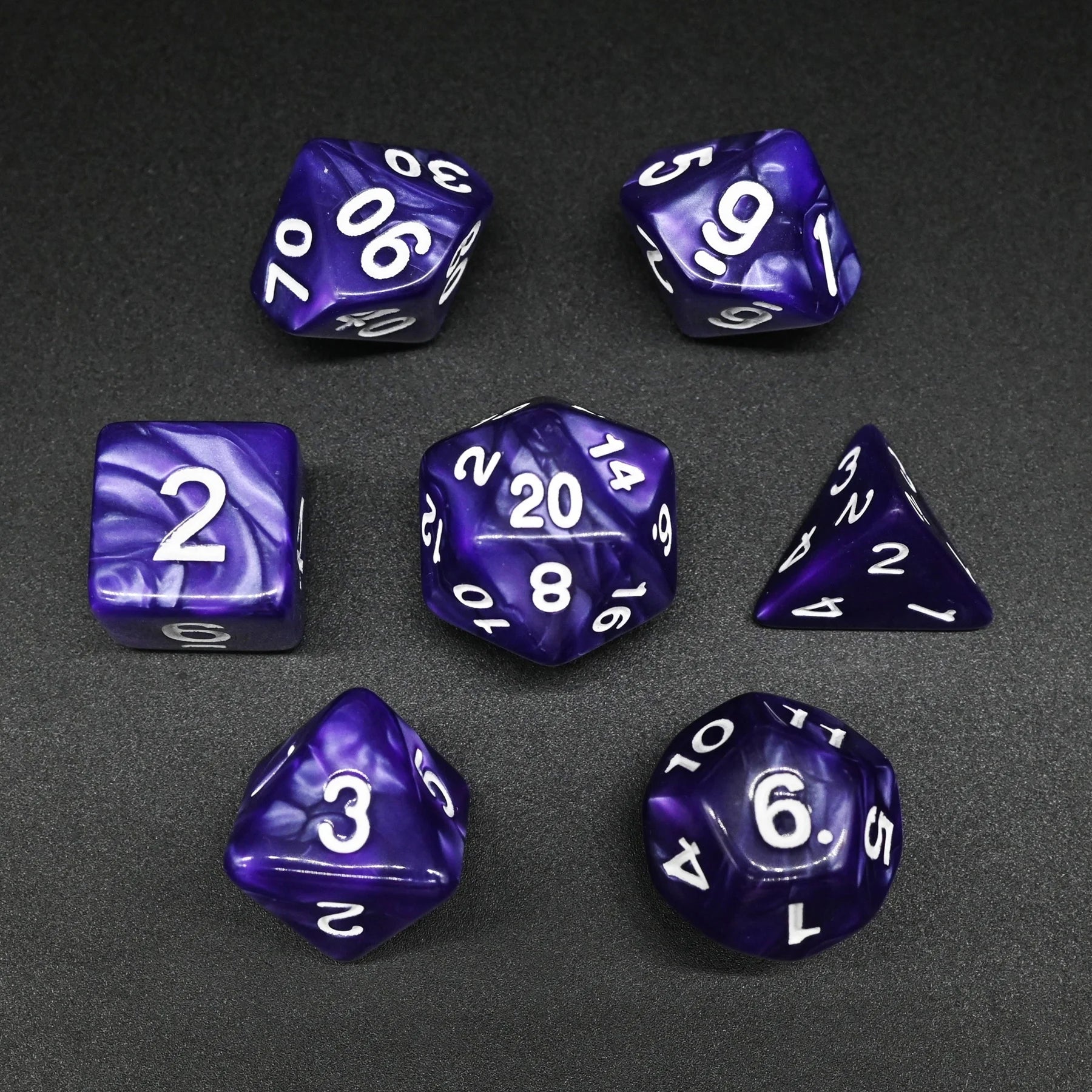 Pearl Purple Color 7-Die Polyhedral Acrylic DND Dice Set for Role Playing Games