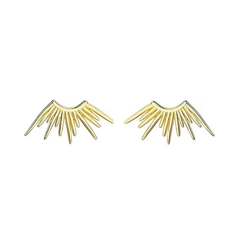 Designer 925 Silver Fashion Wholesale Jewelry 18K Gold Plated Laser sunlight Sun Rise Stud Earrings for Women