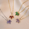 Wholesale Korea Style Zircon Leaf Necklace Titanium Steel Chain Necklace Fashion Purple Maple Leaf Necklace Wholesale for Women