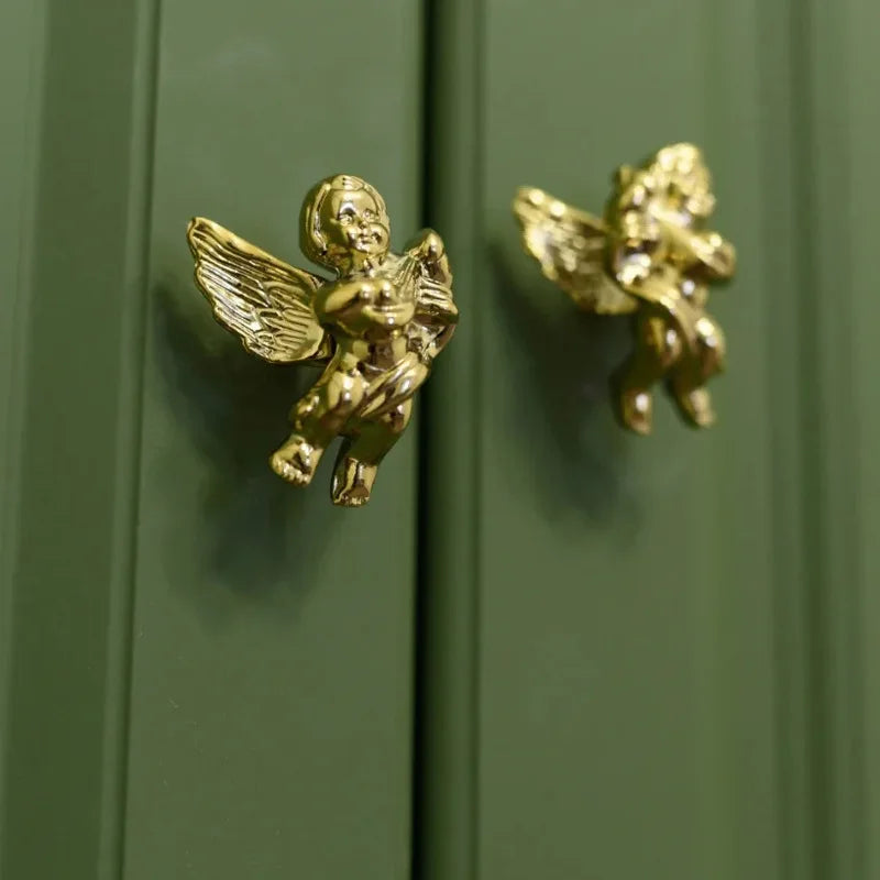 French Brass Little Angel Retro Modern Design Durable Handle for Living Room Cabinets