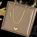 Creative Niche Design Titanium Necklace Temperament 18k Gold English Alphabet Heart Double Simple Necklace for Women