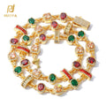 NUOYA 18K Gold Plated Multicolor Cubic Zirconia Geometric Link Chain Choker Necklace Sparkling Fine Jewelry for Women Gift